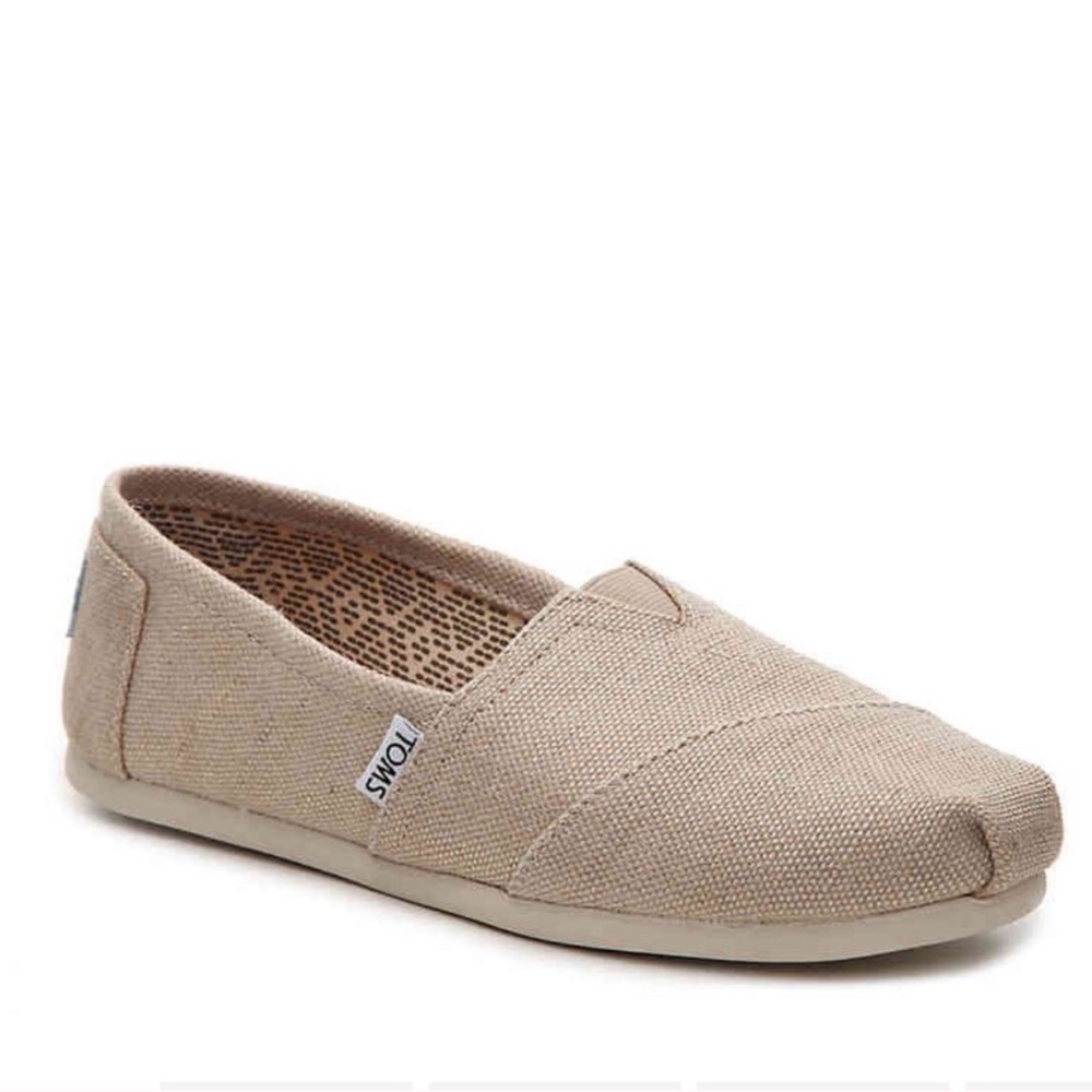 TOMS Light Tan Metallic Alpargata Slip On NWOT